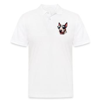 Chiot Bull Terrier portant des lunettes de soleil - Polo Homme - blanc - Devant - Kai (181cm)
