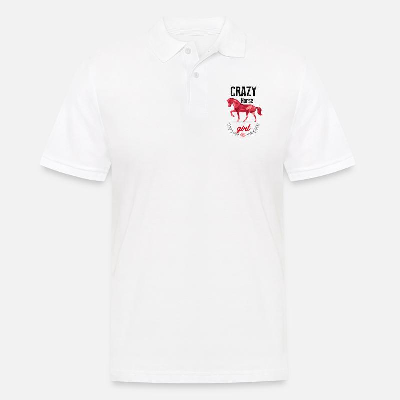 verrücktes Pferdemädchen - Männer Poloshirt - Weiß