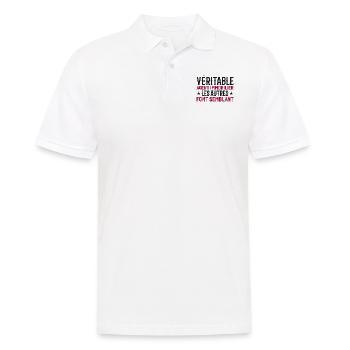 Véritable agent immobilier Cadeau Humour - Polo Homme - blanc - Devant - Kai (181cm)