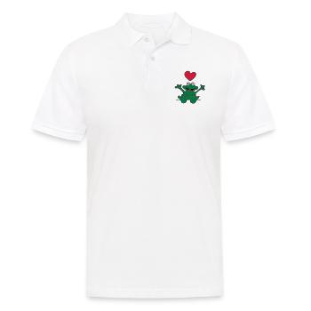 heart_frog_1220113c_b - Männer Poloshirt - Weiß - Vorne - Kai (181cm)