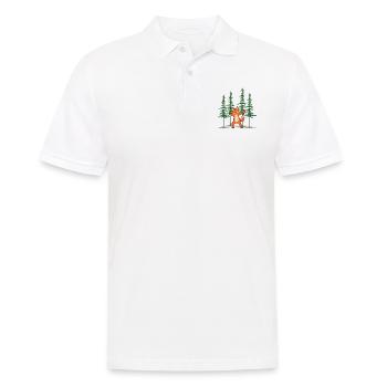 Wald shinrin yoku Waldmeditation "Fuchs im Wald" - Männer Poloshirt - Weiß - Vorne - Kai (181cm)