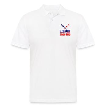 Je répare des trucs et je bois de la bière en disant - Polo Homme - blanc - Devant - Kai (181cm)