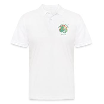 Tagespapa mit Herz - Ich zeig dir die Welt - Dino - Männer Poloshirt - Weiß - Vorne - Kai (181cm)