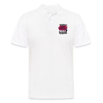Achtung: Enthält feministische Propaganda - Männer Poloshirt - Weiß - Vorne - Kai (181cm)