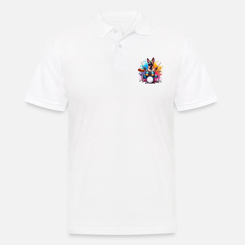 Conception d’aquarelle de batteur Malinois - Polo Homme - blanc