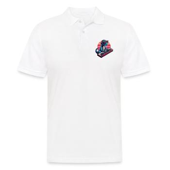 Dino Keyboard Spieler mit Sonnenbrille - Männer Poloshirt - Weiß - Vorne - Kai (181cm)