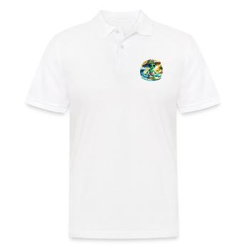 Lustiges kleines Alien auf Surfboard - Männer Poloshirt - Weiß - Vorne - Kai (181cm)