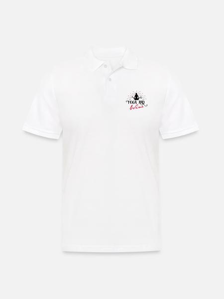 Yoga and Wine - funny - - Men's Polo Shirt - white