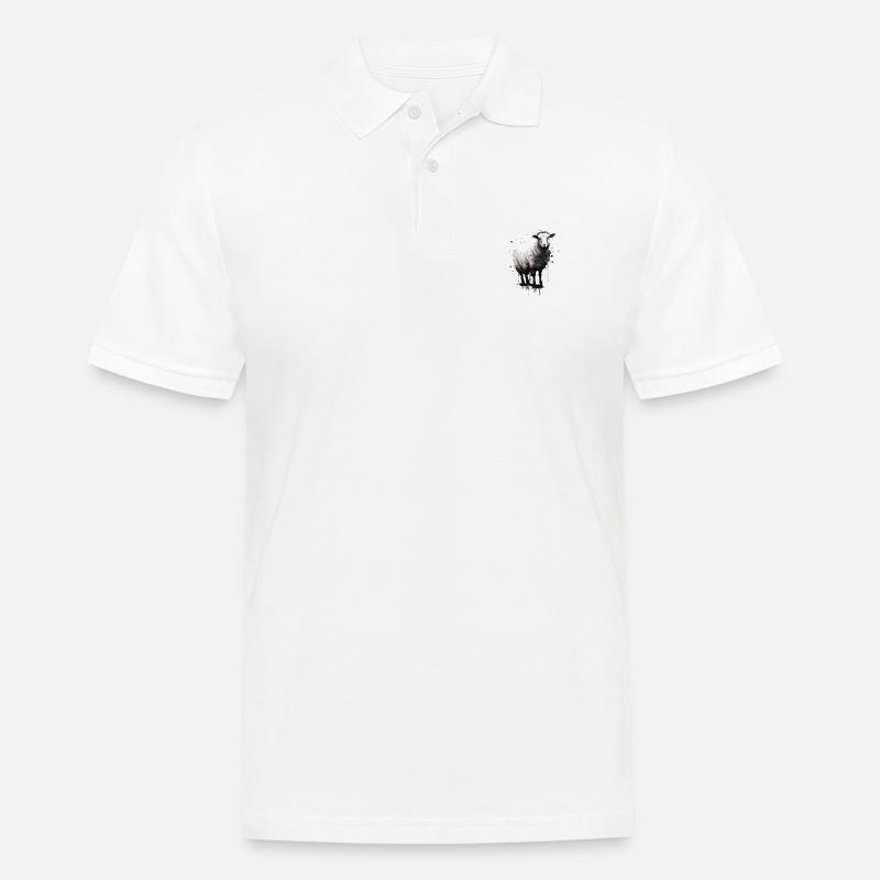 Schaf Schablone Art.-nr - Männer Poloshirt - Weiß