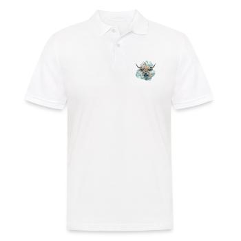 Paysage rustique de vaches écossaises des Highlands et - Polo Homme - blanc - Devant - Kai (181cm)