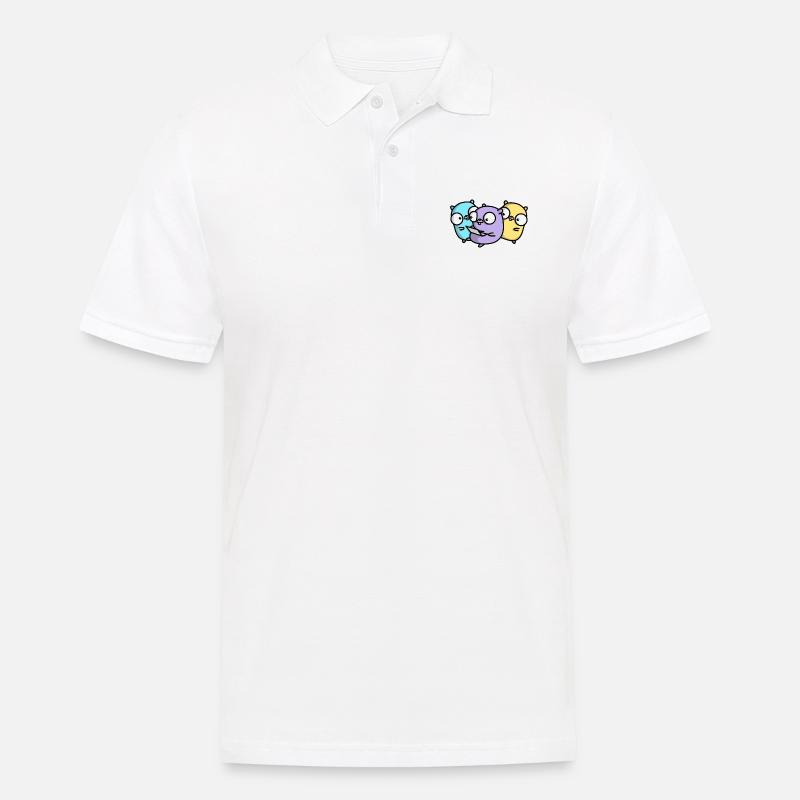 Three cute gophers in pair programming - Men's Polo Shirt - white