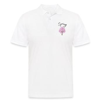 Printemps | Printemps | Arbre | Fleurs | Soleil - Polo Homme - blanc - Devant - Kai (181cm)