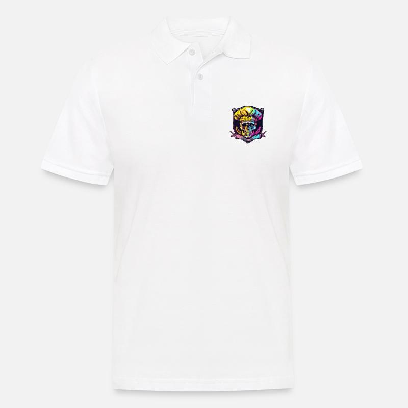 Chef squelette de crâne - Polo Homme - blanc