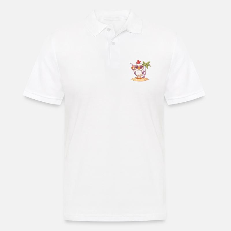 Huhn Sommer Strand Comic - Männer Poloshirt - Weiß