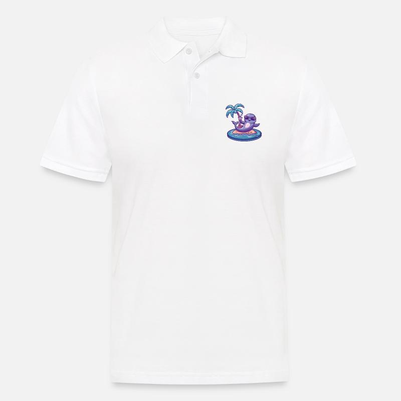 Dolphin Summer Beach Comic - Men's Polo Shirt - white