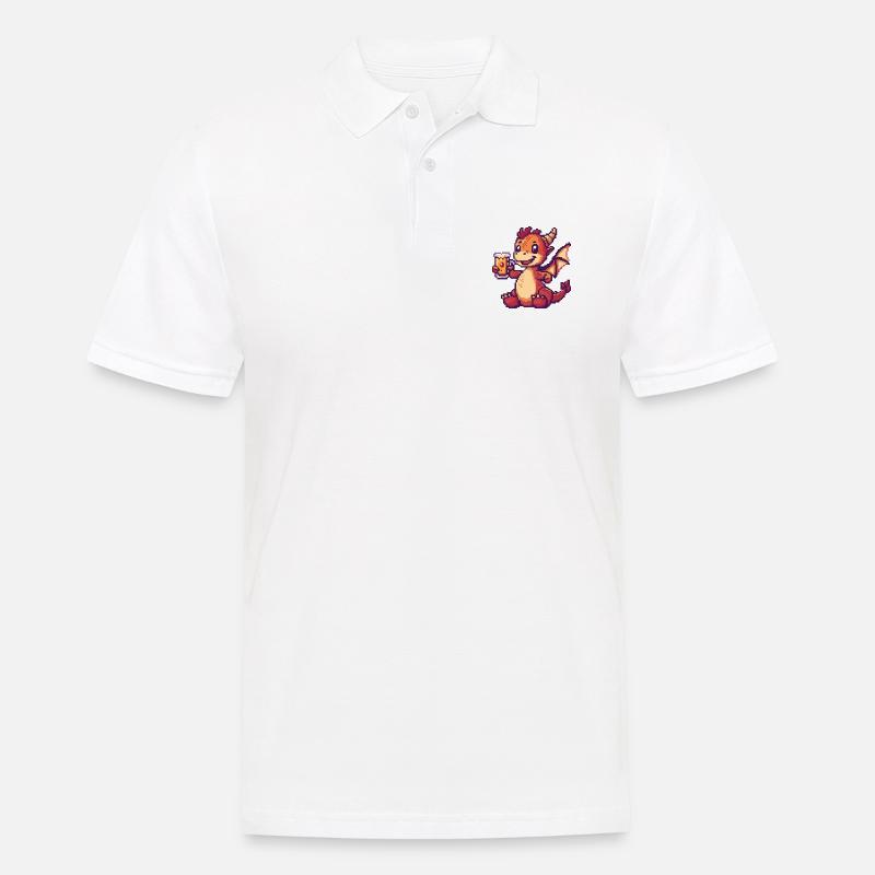 Drache Bier Pixel - Männer Poloshirt - Weiß