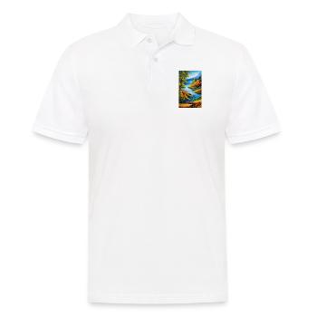 Scène de nature à l’aquarelle sereine en automne - Polo Homme - blanc - Devant - Kai (181cm)