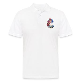 A Beautiful and Funny Watercolor Calavera Design - Men's Polo Shirt - white - Front - Kai (181cm)