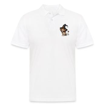 Lion d’Halloween mignon avec chapeau de sorcière. - Polo Homme - blanc - Devant - Kai (181cm)