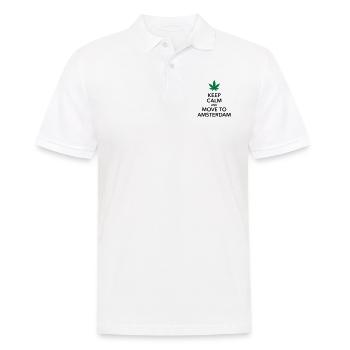 keep calm move to Amsterdam Holland Cannabis Weed - Männer Poloshirt - Weiß - Vorne - Kai (181cm)