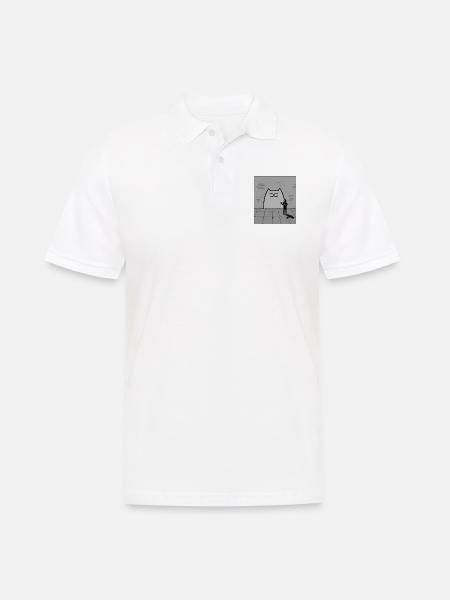 Schläfrige Katze - Männer Poloshirt - Weiß