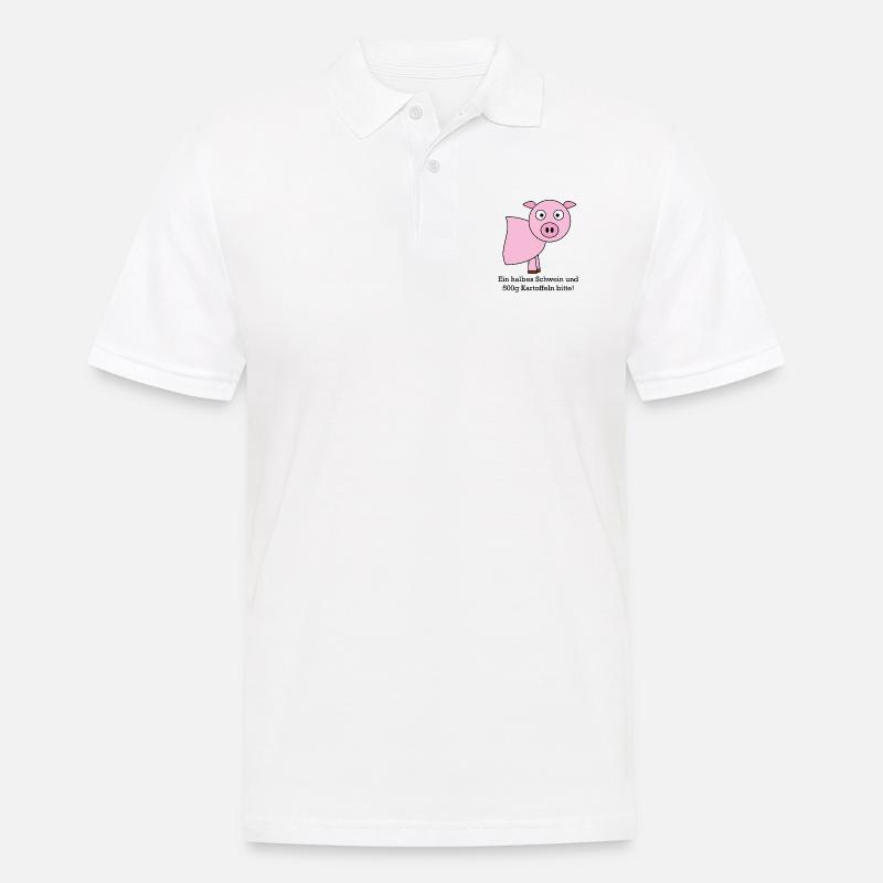 Halbes Schwein - Männer Poloshirt - Weiß