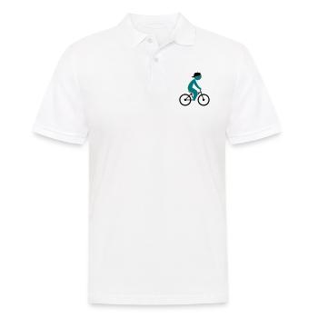 Ein Radfahrer fährt auf seinem Fahrrad - Männer Poloshirt - Weiß - Vorne - Kai (181cm)