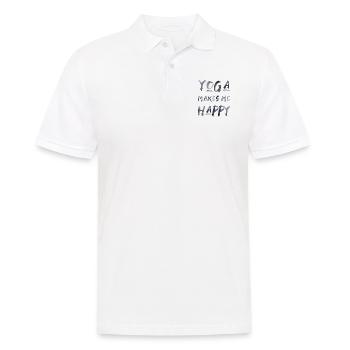 Yoga makes me happy English fitness - Men's Polo Shirt - white - Front - Kai (181cm)