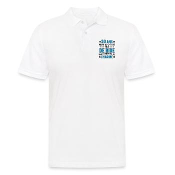 50 ans cadeau humour anniversaire beauf - Polo Homme - blanc - Devant - Kai (181cm)