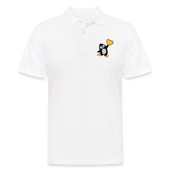 Freundlicher Pinguin zeigt Herz - Männer Poloshirt - Weiß - Vorne - Kai (181cm)