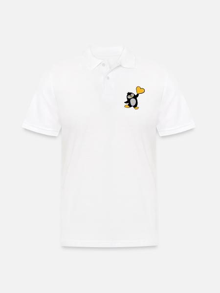 Friendly penguin shows heart - Men's Polo Shirt - white