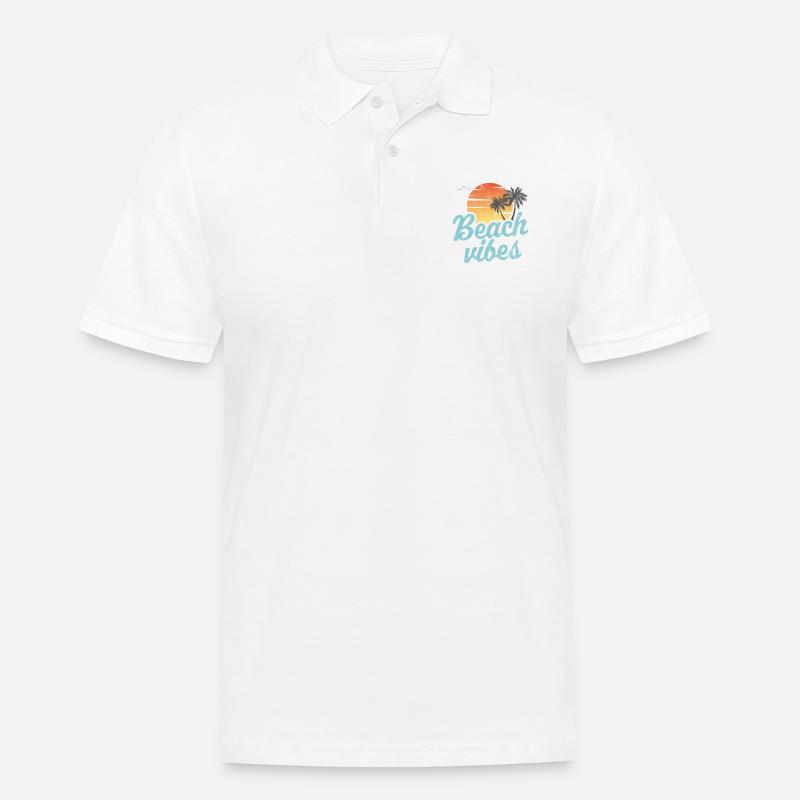 Strand-Vibes - Männer Poloshirt - Weiß