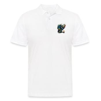 Colorful peacock drinks beer - Men's Polo Shirt - white - Front - Kai (181cm)