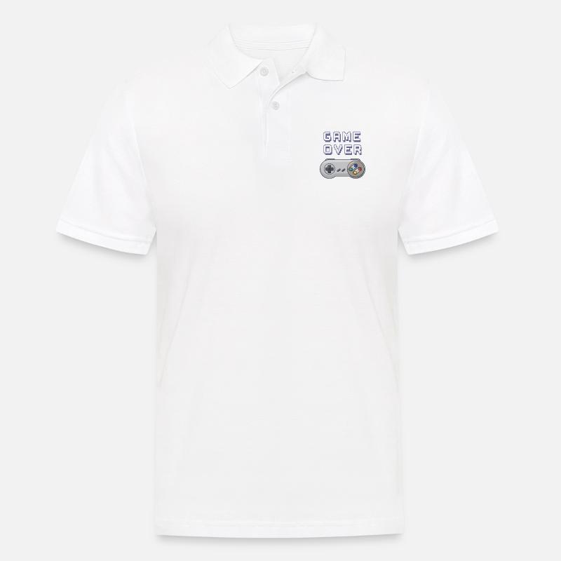Game Over Retro-Gaming-Controller - Männer Poloshirt - Weiß