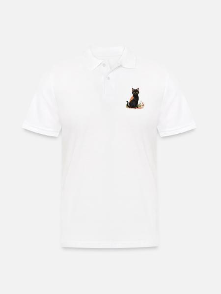 Black & Brown Cat - Men's Polo Shirt - white