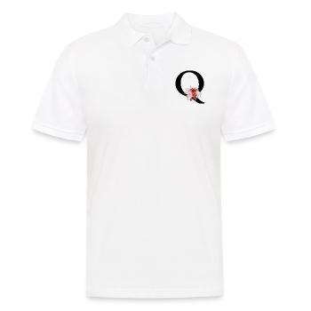 Roter Blumenbuchstabe Q - Männer Poloshirt - Weiß - Vorne - Kai (181cm)