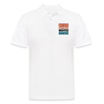 Einatmen, ausatmen, meditieren, wiederholen, Achtsamkeit - Männer Poloshirt - Weiß - Vorne - Kai (181cm)