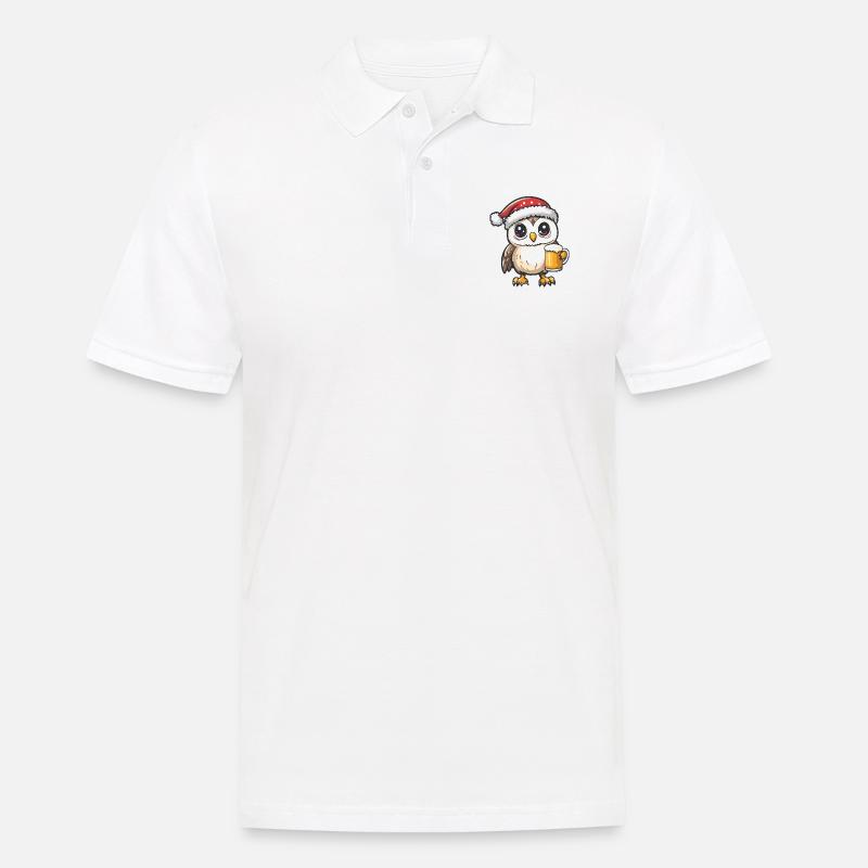 Eule Weihnachten Bier - Männer Poloshirt - Weiß