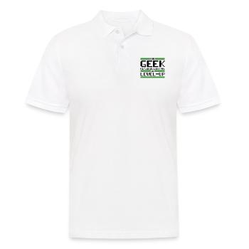 Un geek ne vieillit pas il level up - Polo Homme - blanc - Devant - Kai (181cm)