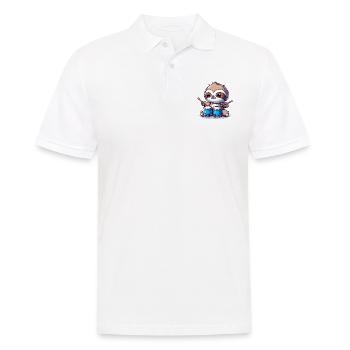 Süßes Schlagzeug spielendes Faultier - Männer Poloshirt - Weiß - Vorne - Kai (181cm)