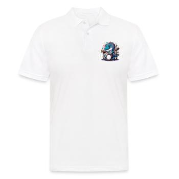 Cool T-Rex Dinosaur Drummer - Men's Polo Shirt - white - Front - Kai (181cm)