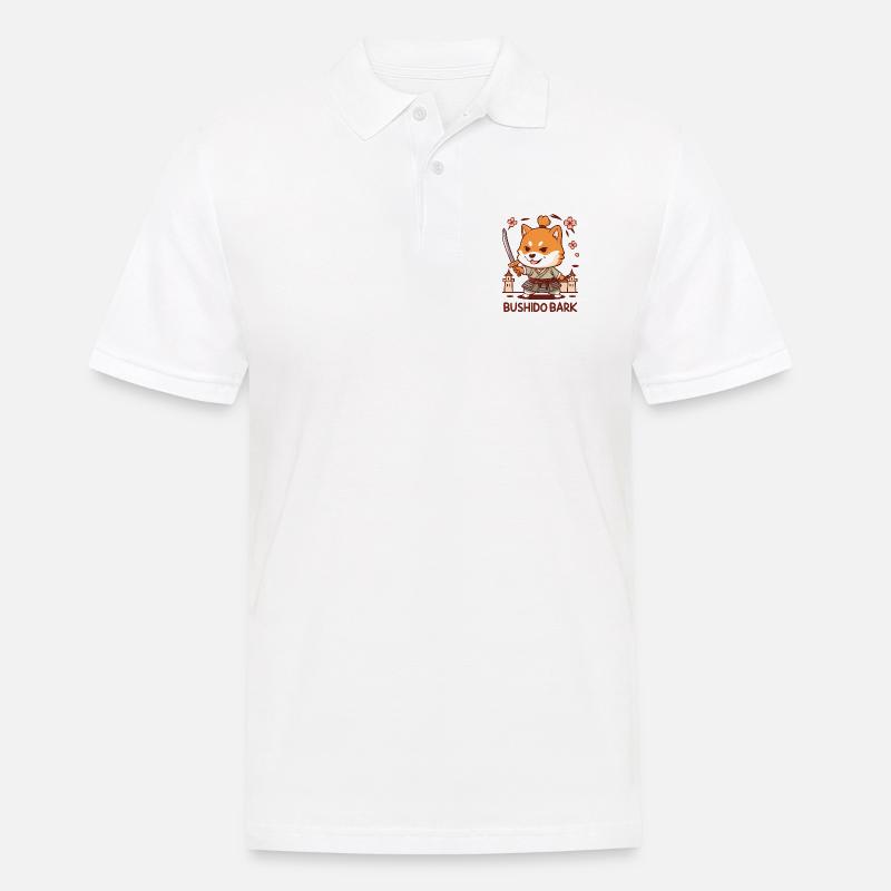 Chibi Shiba Inu Samurai - Männer Poloshirt - Weiß
