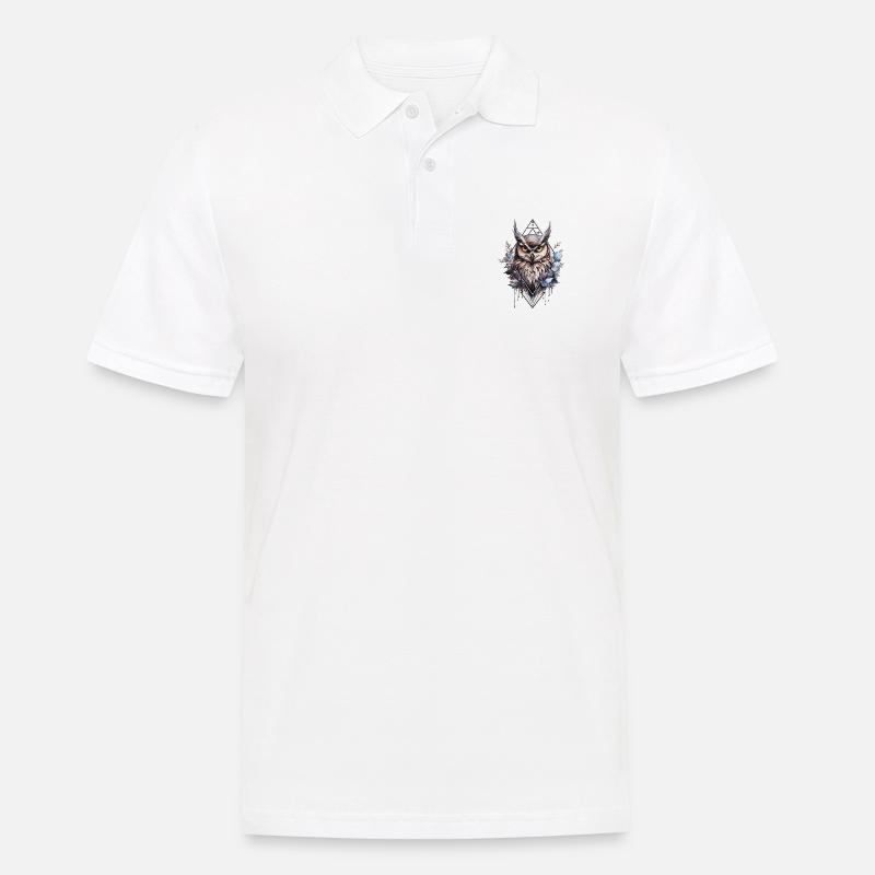 Eule geometrisch - Männer Poloshirt - Weiß