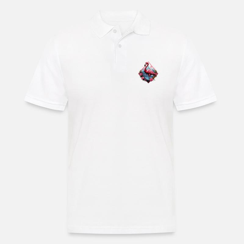 Flamingo - Männer Poloshirt - Weiß