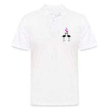 Flamingo Liebe Paar Herz - Männer Poloshirt - Weiß - Vorne - Kai (181cm)