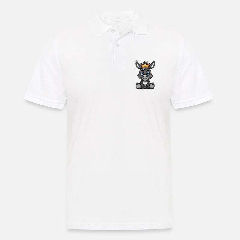 Esel Comic Krone - Männer Poloshirt - Weiß