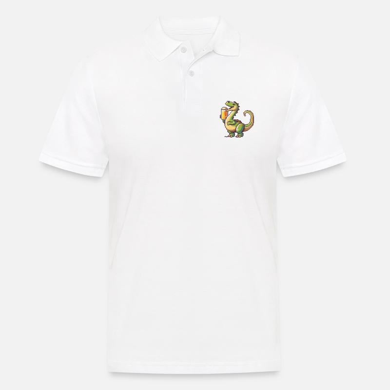 Dinosaurier brontosaurus Bier Pixel - Männer Poloshirt - Weiß