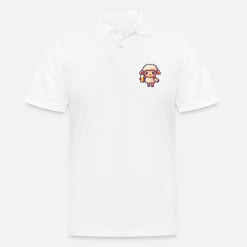 Schaf Bier Pixel - Männer Poloshirt - Weiß
