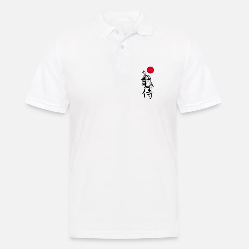 Schwarzer Samurai und Rote Sonne - Männer Poloshirt - Weiß