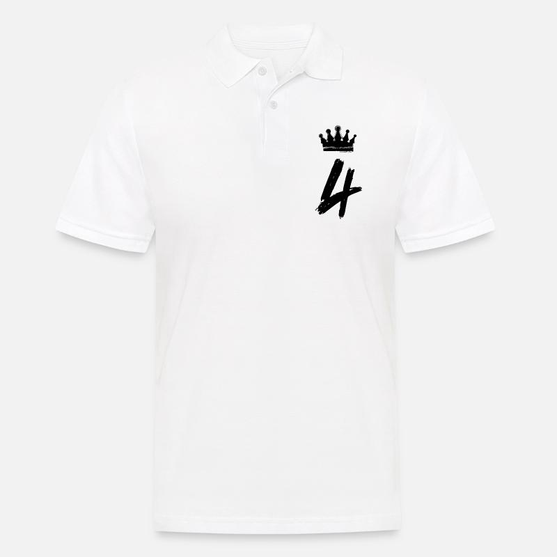 4 Zahl Krone - Männer Poloshirt - Weiß